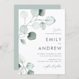 Invitation Mariage minimaliste Feuille Eucalyptus