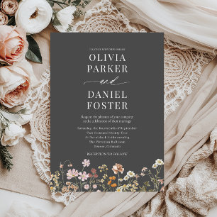 Invitation Mariage minimaliste Fleur sauvage Boho moderne