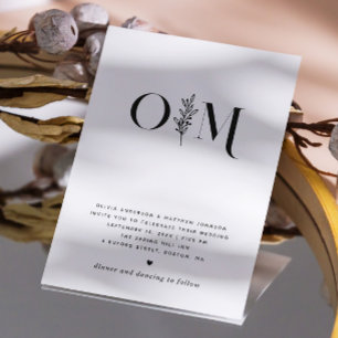 Invitation Mariage minimaliste floral noir et blanc