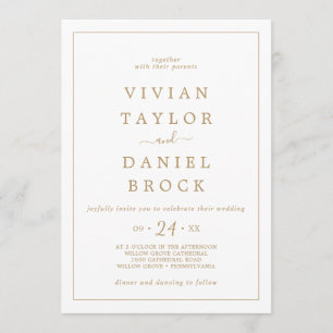 Invitation Mariage minimaliste Gold Bold Noms