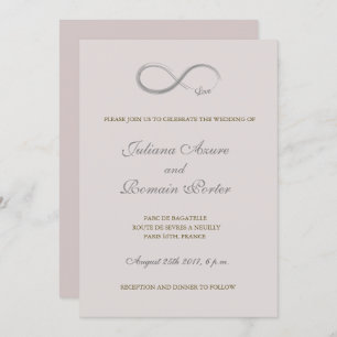 Invitation Mariage minimaliste gris rose pâle enseigne infini