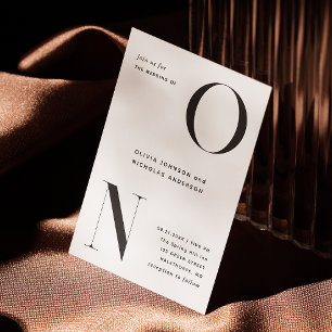 Invitation Mariage Minimaliste Initiales Détails Modernes &