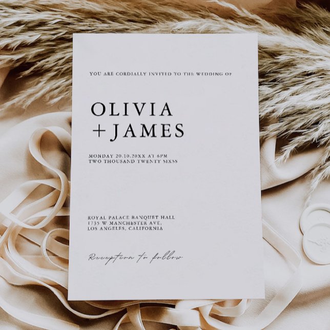 Invitation Mariage minimaliste invite Modèle (Minimalist Wedding Invites Template)