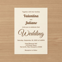Mariage minimaliste ivoire avec texte marron