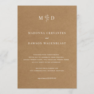 Invitation Mariage minimaliste Kraft