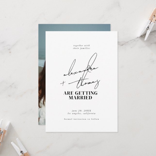 Invitation Mariage minimaliste moderne (Devant/Arrière en situation)