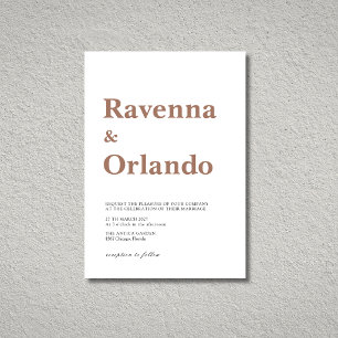Invitation Mariage minimaliste moderne au chocolat mousse