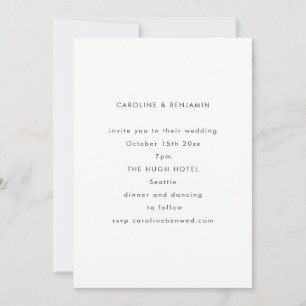 Invitation Mariage minimaliste moderne automne noir et blanc