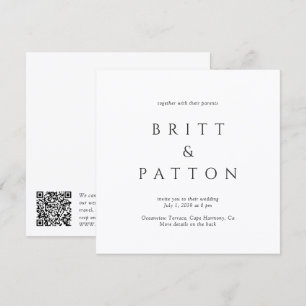 Invitation Mariage minimaliste moderne avec QR Code en noir e