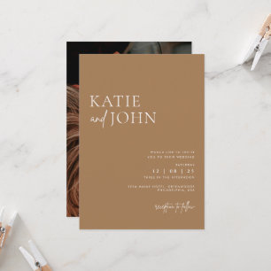 Invitation Mariage minimaliste moderne Beige Tan Boho