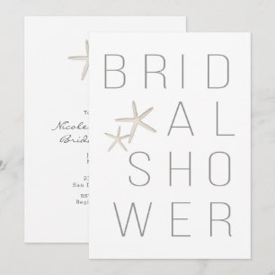 Invitation Mariage Minimaliste Moderne Blanc Gris Plage