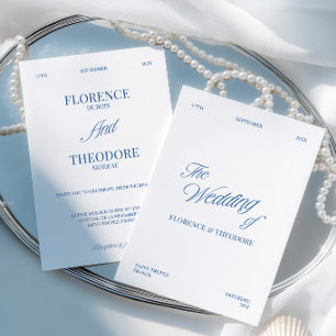 Invitation Mariage Minimaliste Moderne Bleu et Blanc