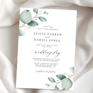 Invitation Mariage minimaliste moderne chic avec eucalyptus v