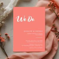 Mariage minimaliste moderne corail rose 'Nous nous