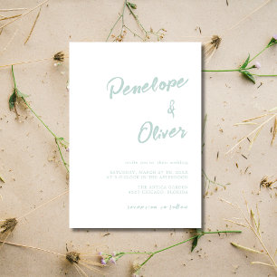Invitation Mariage minimaliste moderne de calligraphie blanch