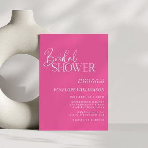 Invitation Mariage Minimaliste Moderne Écriture Rose Chaud