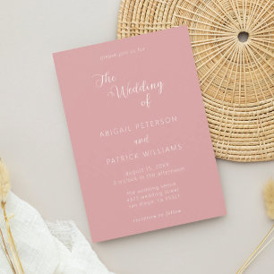 Invitation Mariage Minimaliste Moderne Écriture Rose Poussiér