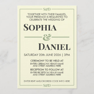 Invitation Mariage minimaliste moderne éditable