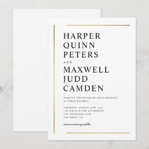 Invitation Mariage minimaliste moderne élégant noir et blanc