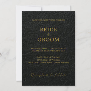Invitation Mariage minimaliste moderne en cuir Faux