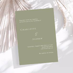 Invitation Mariage minimaliste moderne formel Sage vert