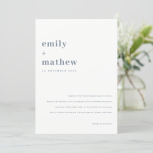 Invitation Mariage minimaliste moderne Gris Gris Bleu Type