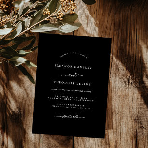 Invitation Mariage minimaliste moderne noir  