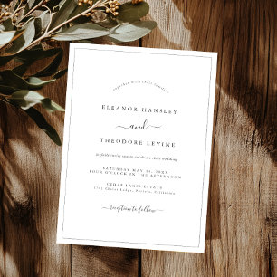 Invitation Mariage Minimaliste Moderne Noir Blanc  