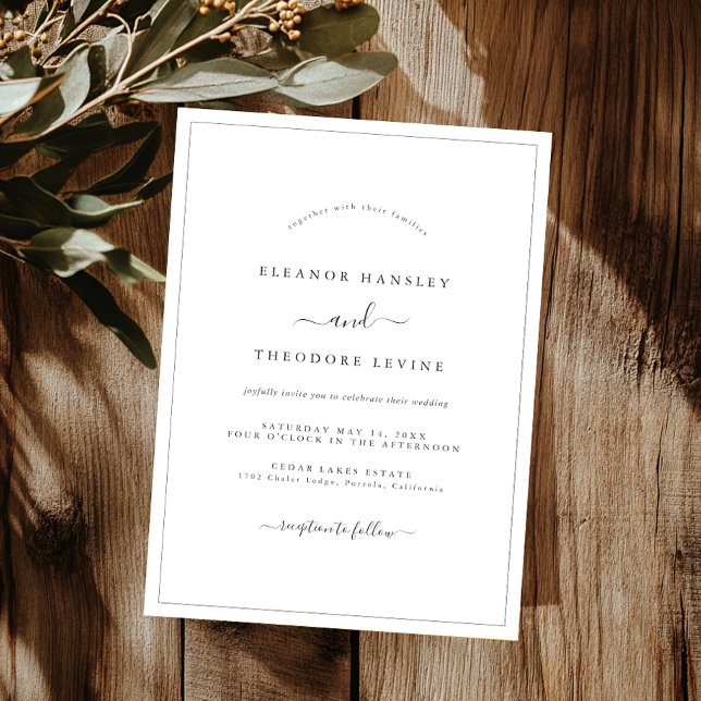 Invitation Mariage Minimaliste Moderne Noir Blanc   (Créateur téléchargé)