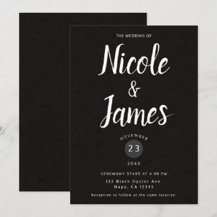 Invitation Mariage minimaliste moderne noir chic