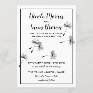 Invitation Mariage minimaliste moderne noir et blanc