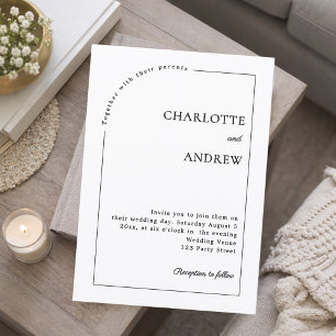 Invitation Mariage minimaliste moderne noir et blanc