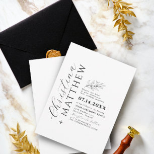 Invitation Mariage minimaliste moderne noir et blanc