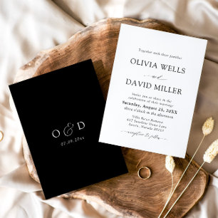 Invitation Mariage minimaliste moderne noir et blanc