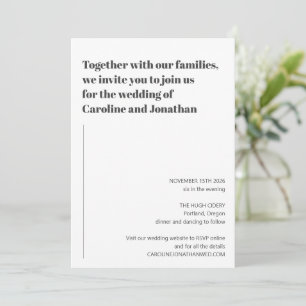 Invitation Mariage minimaliste moderne noir et blanc simple