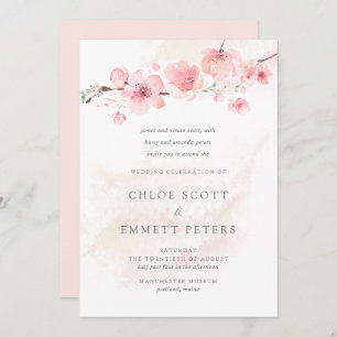 Invitation Mariage minimaliste moderne rose cerisier