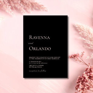 Invitation Mariage minimaliste moderne rose et noir