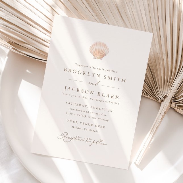 Invitation Mariage minimaliste moderne Sea Shell Beach (Créateur téléchargé)