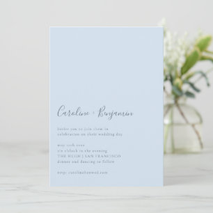 Invitation Mariage Minimaliste Moderne Simple Bleu Clair Écri