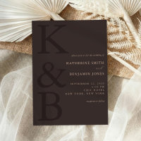 Mariage Minimaliste Monogramme Marron Moderne