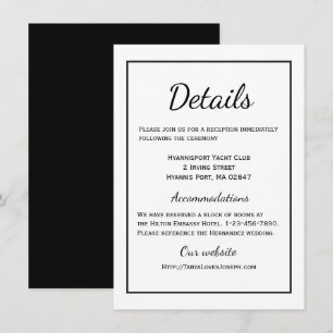 Invitation Mariage Minimaliste Noir Blanc Détails Directions