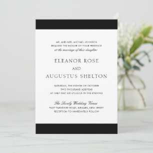 Invitation Mariage Minimaliste Noir Blanc Moderne Tout En Un