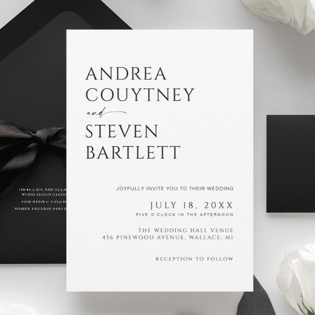 Invitation Mariage minimaliste noir et blanc (Créateur téléchargé)