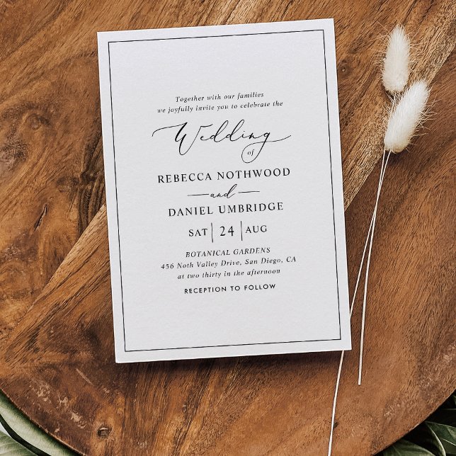 Invitation Mariage minimaliste noir et blanc (Créateur téléchargé)