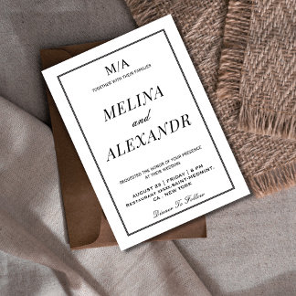 Invitation Mariage minimaliste noir et blanc