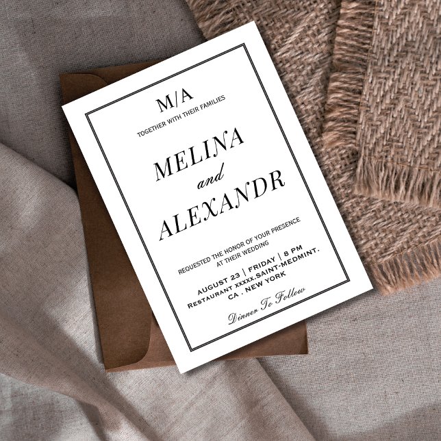 Invitation Mariage minimaliste noir et blanc (Créateur téléchargé)