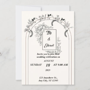 Invitation Mariage minimaliste noir et blanc cassé