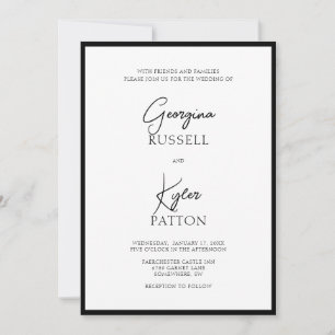 Invitation Mariage minimaliste noir et blanc classique