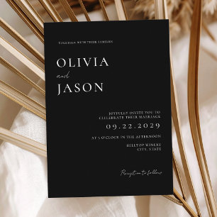 Invitation Mariage minimaliste noir et blanc moderne