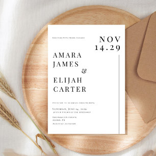 Invitation Mariage minimaliste noir et blanc moderne